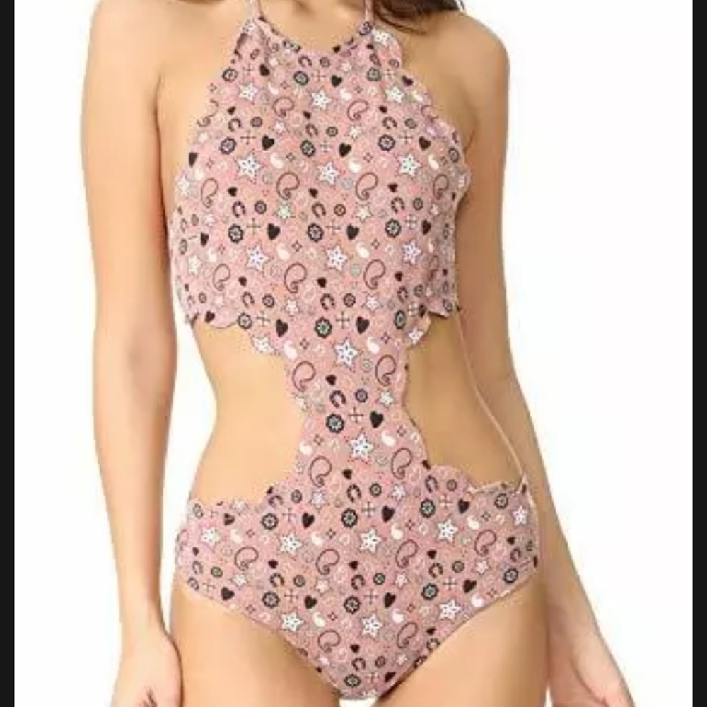 Marysia Cut Out Scalloped Maillot High Neck Swimsu